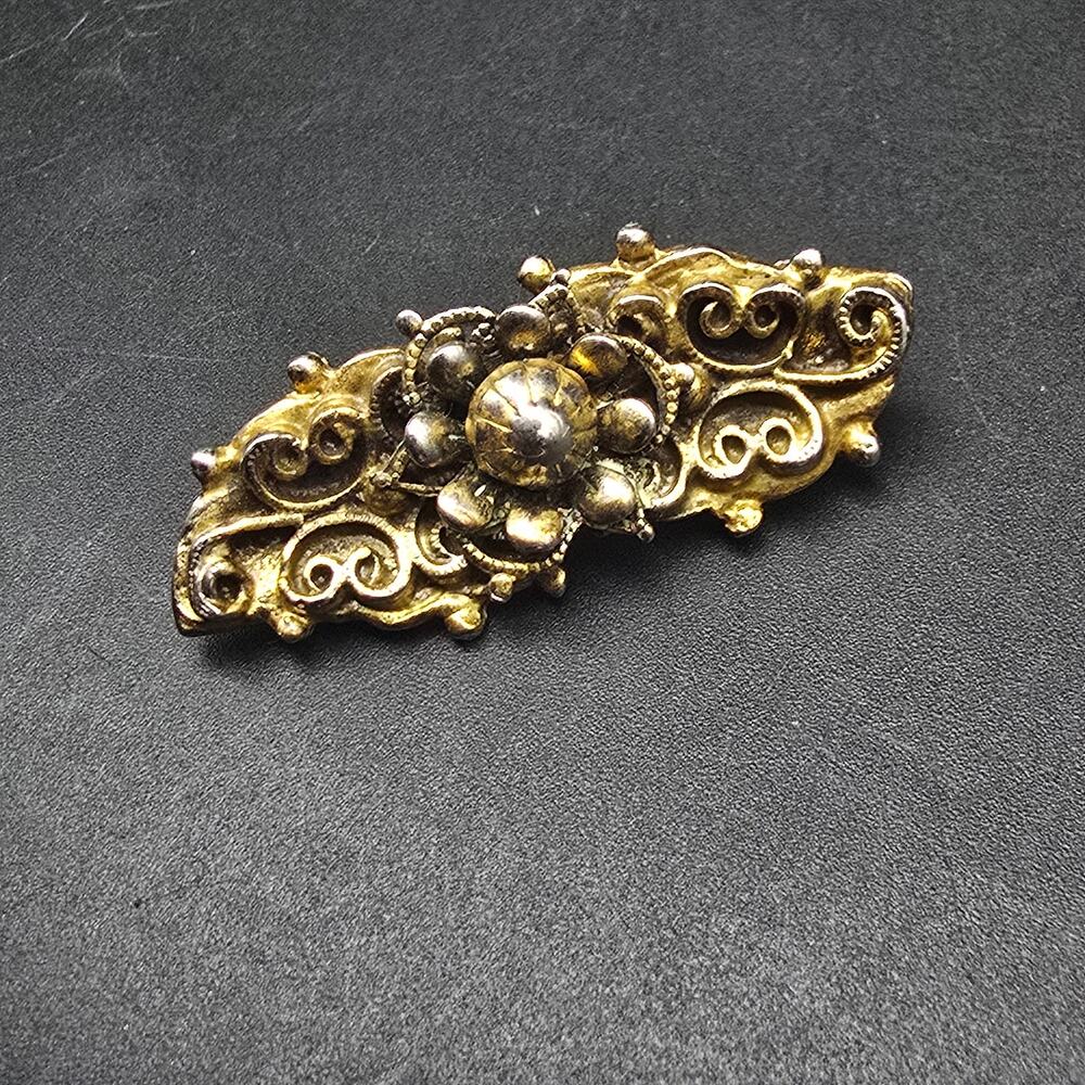Barclay Gold Tone Vintage Brooch Scroll Work